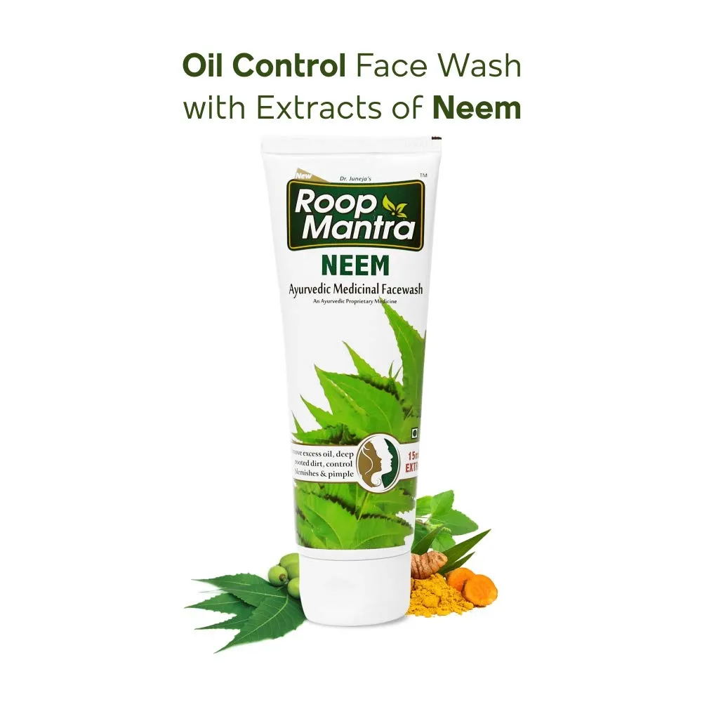 Roop Mantra Ayurvedic Neem Face Wash for Oily & Acne Prone Skin | Oil Control, Remove Impurities And Prevents Pimples For Men & Women 50 ml