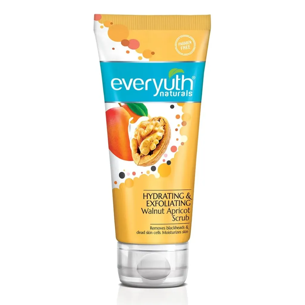 Everyuth Naturals Hydrating & Exfoliating Walnut Apricot Scrub|Removes Blackheads & Moisturizes|With Walnut Shell Particles & Apricot|For Oily, Dry, Normal, Combination & Sensitive Skin - 100gm