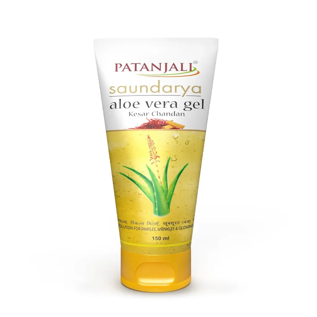 Patanjali Saundarya Aloevera Gel Kesar Chandan 60ml For Men, Women, Anti-Acne & Pimples, For all Skin Types