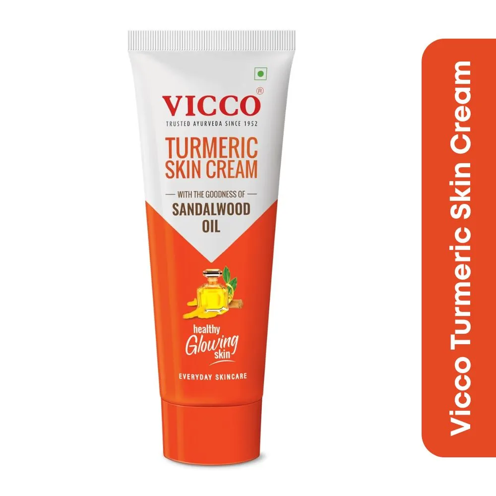Vicco Turmeric Skin Cream with Goodness of Sandalwood Oil | For Healthy Glowing Skin | 100% Natural Skin Cream for all Skin Types 