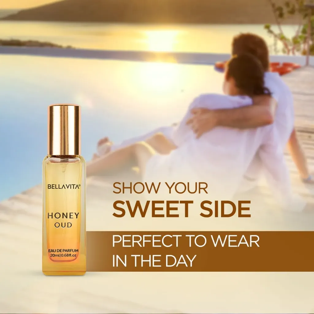 Bella Vita Luxury Honey Oud Unisex Liquid Eau De Parfum With Bergamot, Patchouli, Vanilla Premium, Long Lasting Sweet & Spicy Fragrance, 20ml