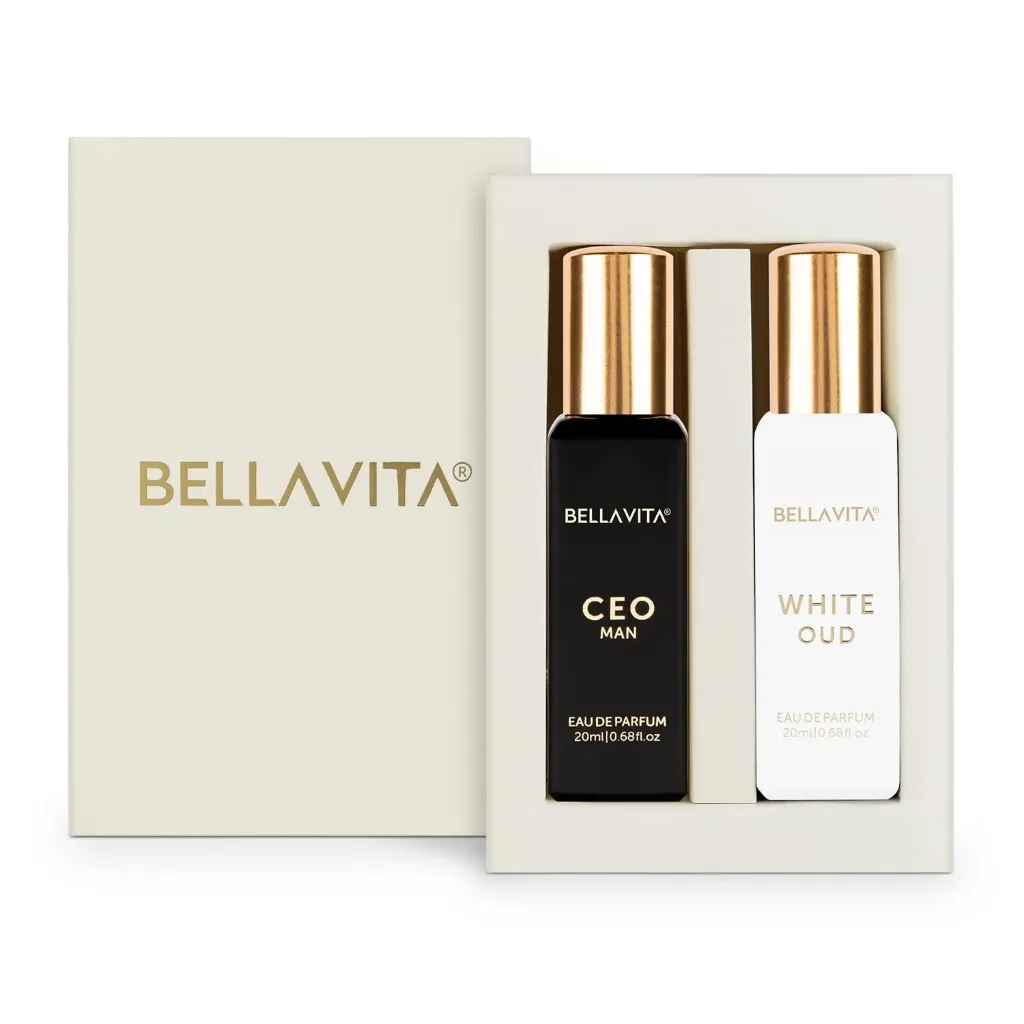 BELLAVITA CEO Man & White Oud Unisex | Long Lasting Perfume | Perfume for Man & Woman | EDP 2x20ml | Tonka, Agarwood & Orange | Woody, Spicy & Citrus Premium Fragrance
