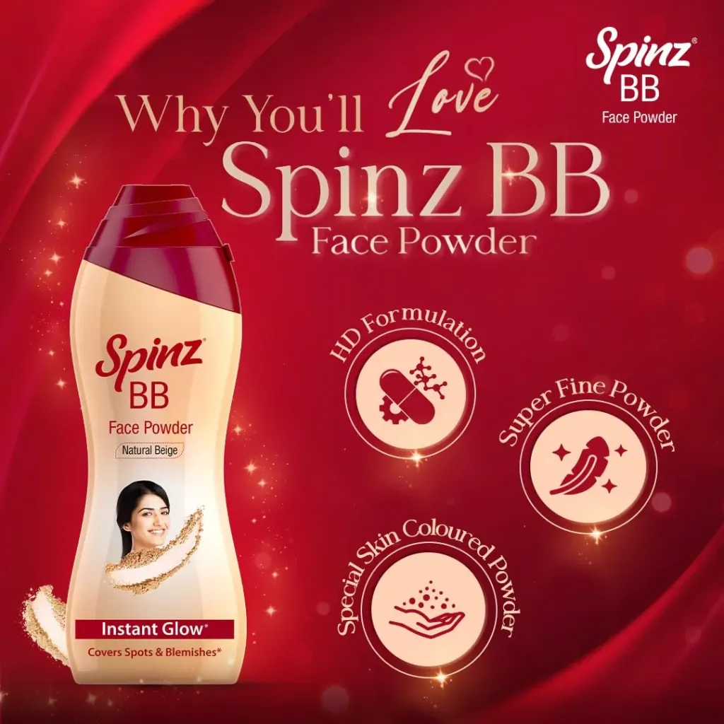 Spinz BB Brightening & Beauty Face Talc for Instant Brightness | Lasts 2X Longer, Covers Dark Spots and Blemishes, Gives Soft and Smooth Skin (Natural Beige) – 35 gm