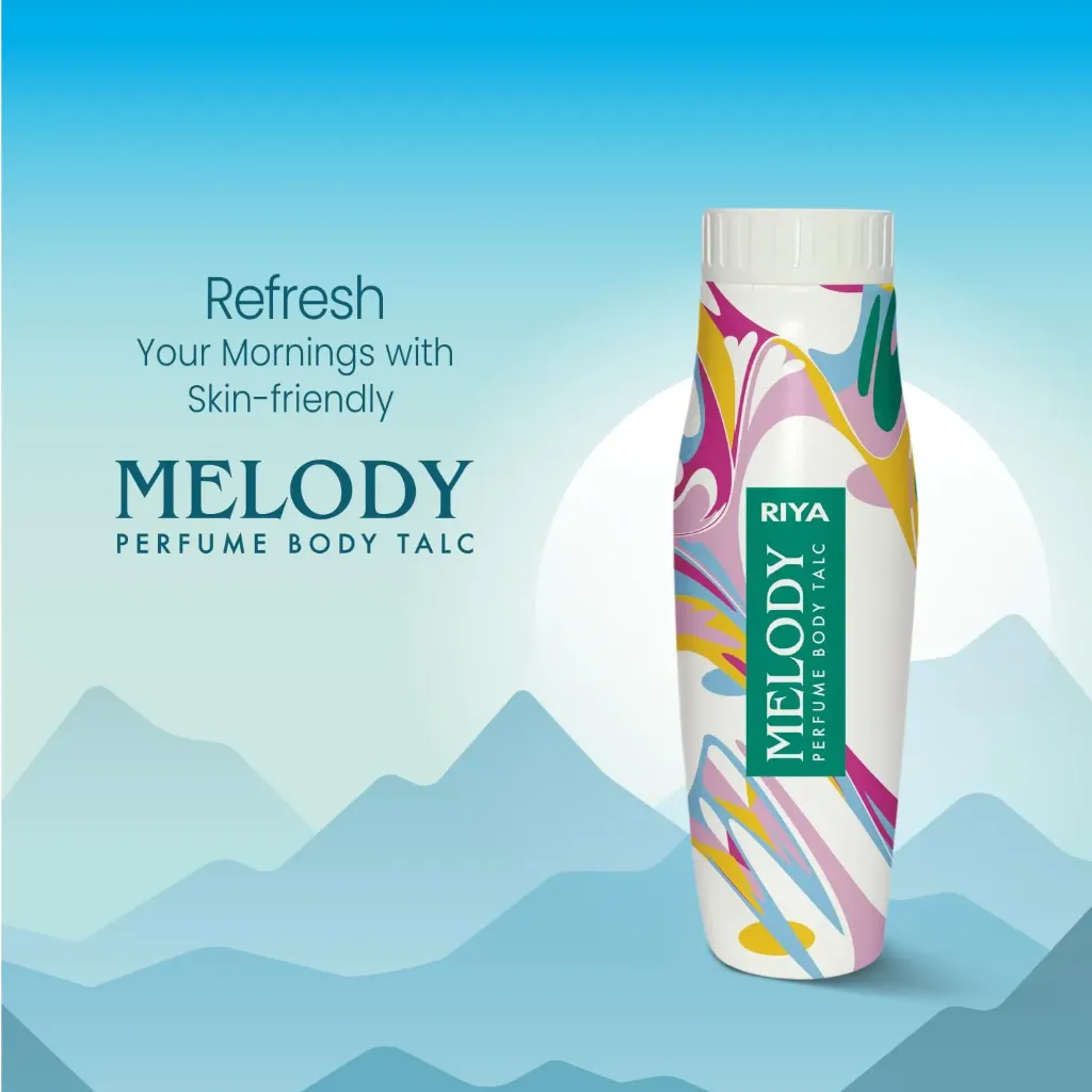 RIYA MELODY PERFUME BODY TALC (50gm) | Fragrant Talc | Smooth Texture | Citrus Floral Fresh Perfumed Talc| Mild Fragrance | Sweat Absorbent | Safe on Skin