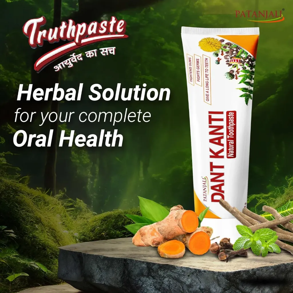 PATANJALI Dant Kanti Natural Toothpaste Makes Teeth Strong, Tightens Gums Toothpaste (200 g) , GET FREE toothbrush