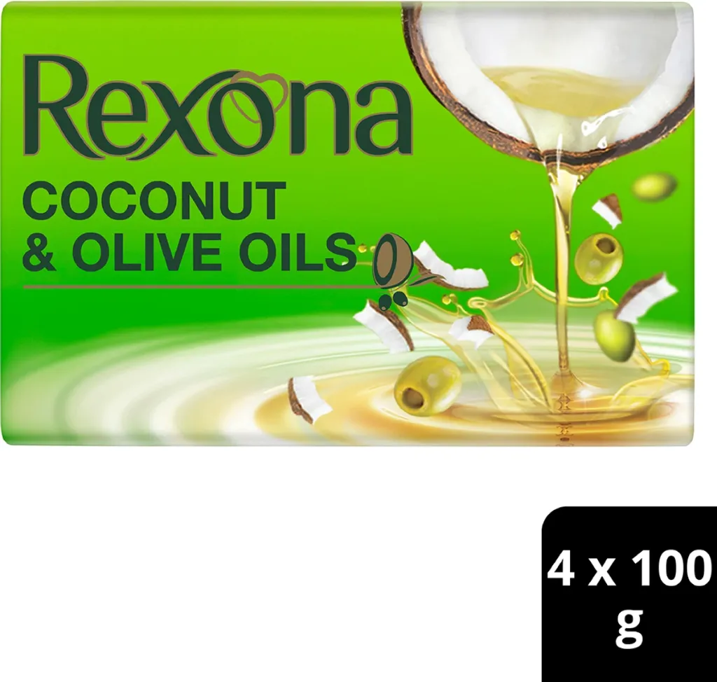 Rexona Coconut and Olive Oil Soap For Silky Smooth Skin, 4X100g
