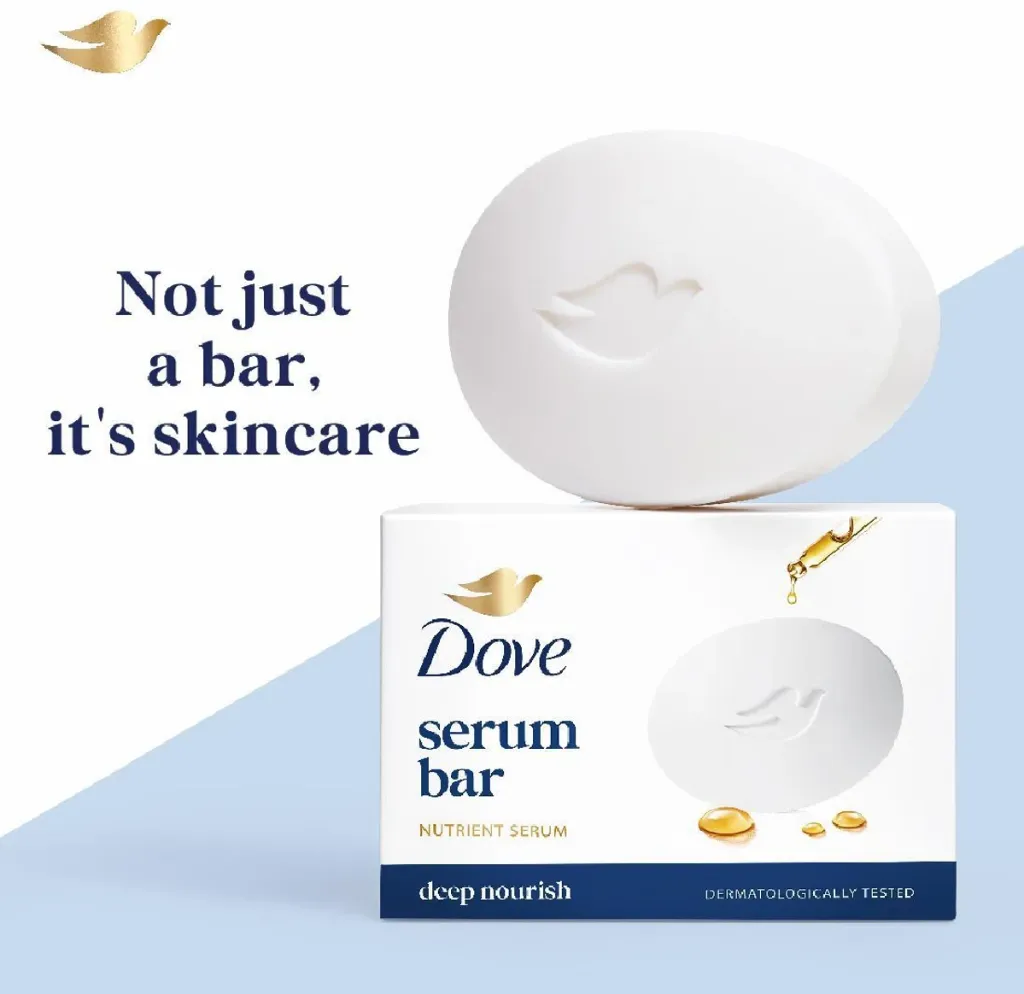 DOVE Cream Beauty Bathing Bar For 24 Hour Nourished Skin with Nutrient Serum (3x75g)