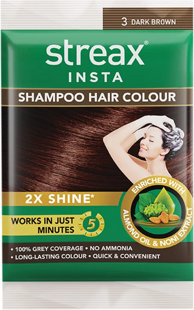Streax Insta Shampoo Hair Colour ,  Dark Brown