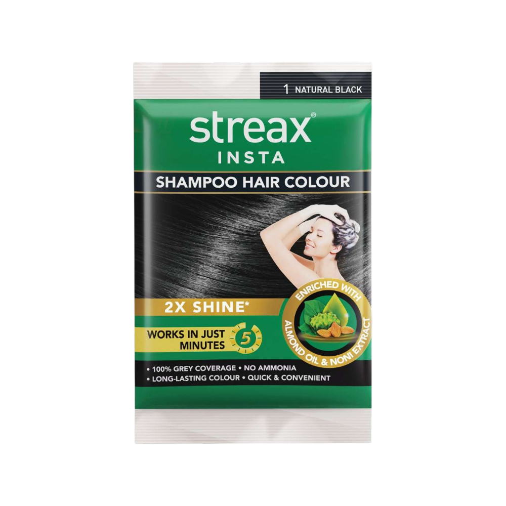 Streax Insta Shampoo Hair Colour ,   Natural Black