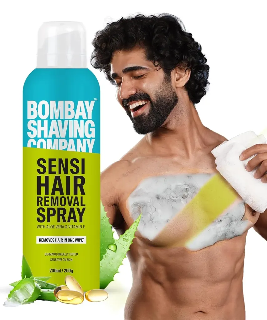Bombay Shaving Company Sensi Hair Removal Spray - 200g | Painless & Irritation Free Spray (200 ml) | For Chest, Arms, Underarms & Legs | Pleasant Smell | Hair Removal Cream Spray