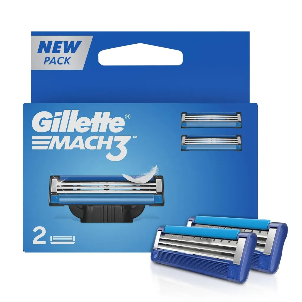 Gillette Mach3 Shaving 3-Bladed Cartridges, Pack of 2