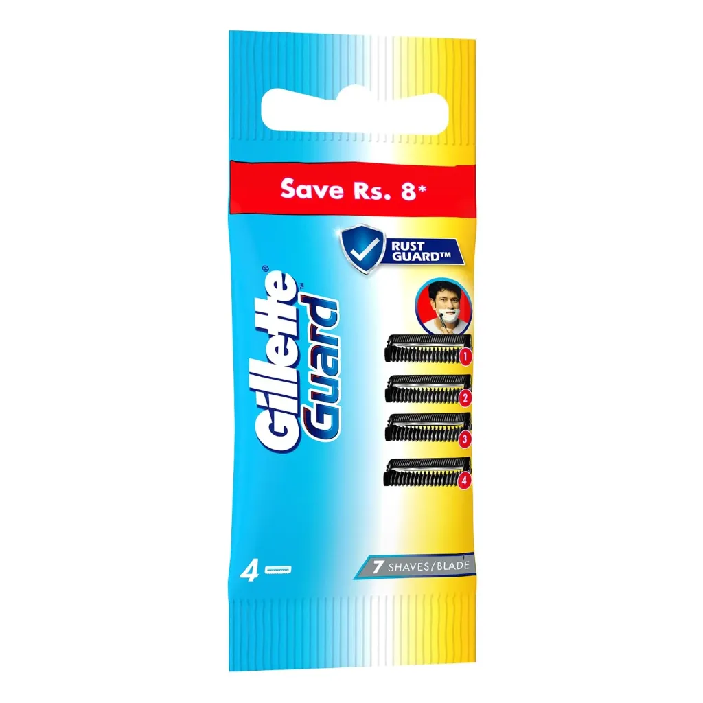 Gillette Men Guard Manual Shaving Razor Blades - 4 Count Cartridges