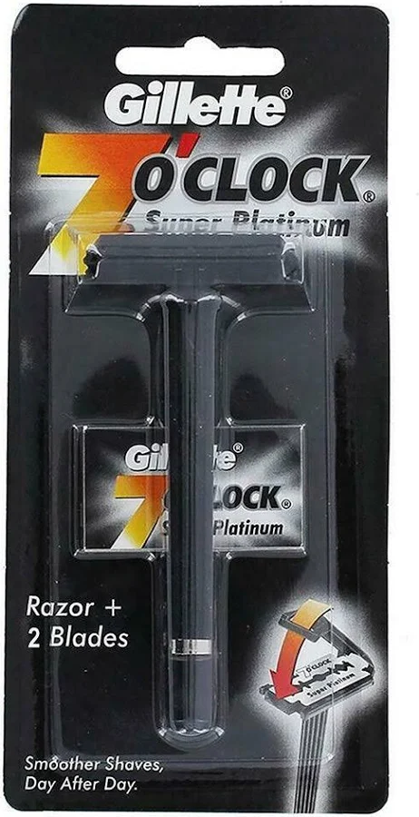 Gillette 7 O Clock Razor and Blades - Super Platinum, 1 pc