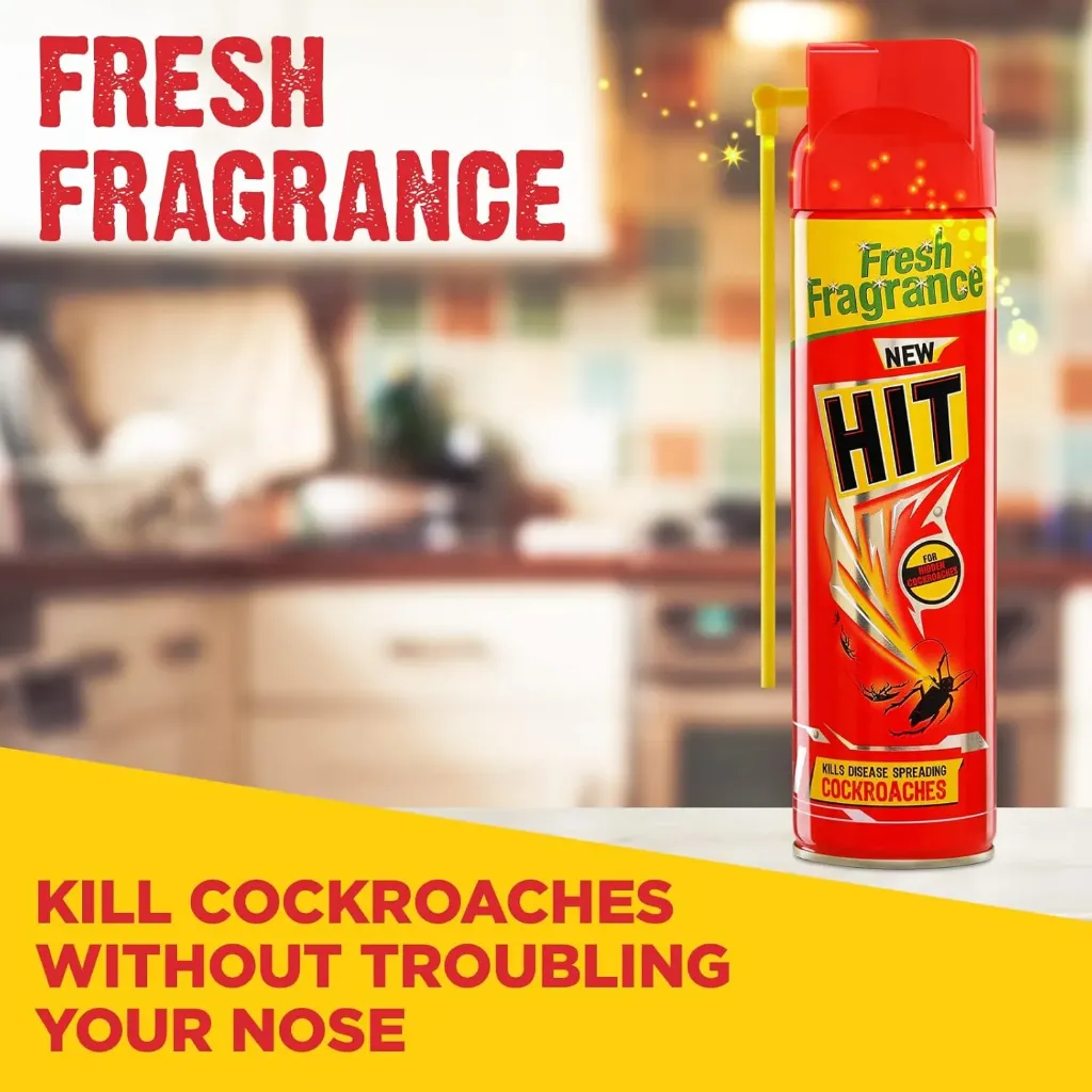HIT Crawling Insect Killer Cockroach Killer Spray | Instant Kill | Deep-Reach Nozzle | Fresh Fragrance, 200ml