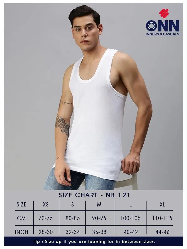 ONN Basicz NB 121 Men's White Cotton Fine Vest (S [80-85cms])