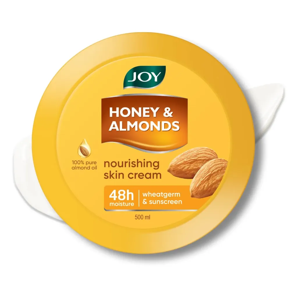 Joy Honey & Almonds Deep Nourishing Moisturizer for Dry Skin | Cold Cream for Face, Hands & Body | Contains Natural Sunscreen for Glowing Skin | Retains Natural Moisture Balance, 50ml