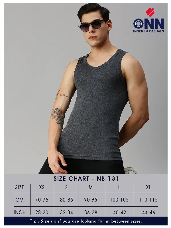 ONN Stretch Rib Combed Cotton Fine Vest for Men 131 assorted [colour] (S [80-85cms])