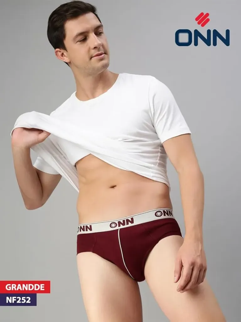 ONN Men's Soft Combed Cotton Sinker Brief with Ultrasoft Waistband  || Comfort Fit Stylish Design & Soft Breathable Cotton {French} # NF 252
