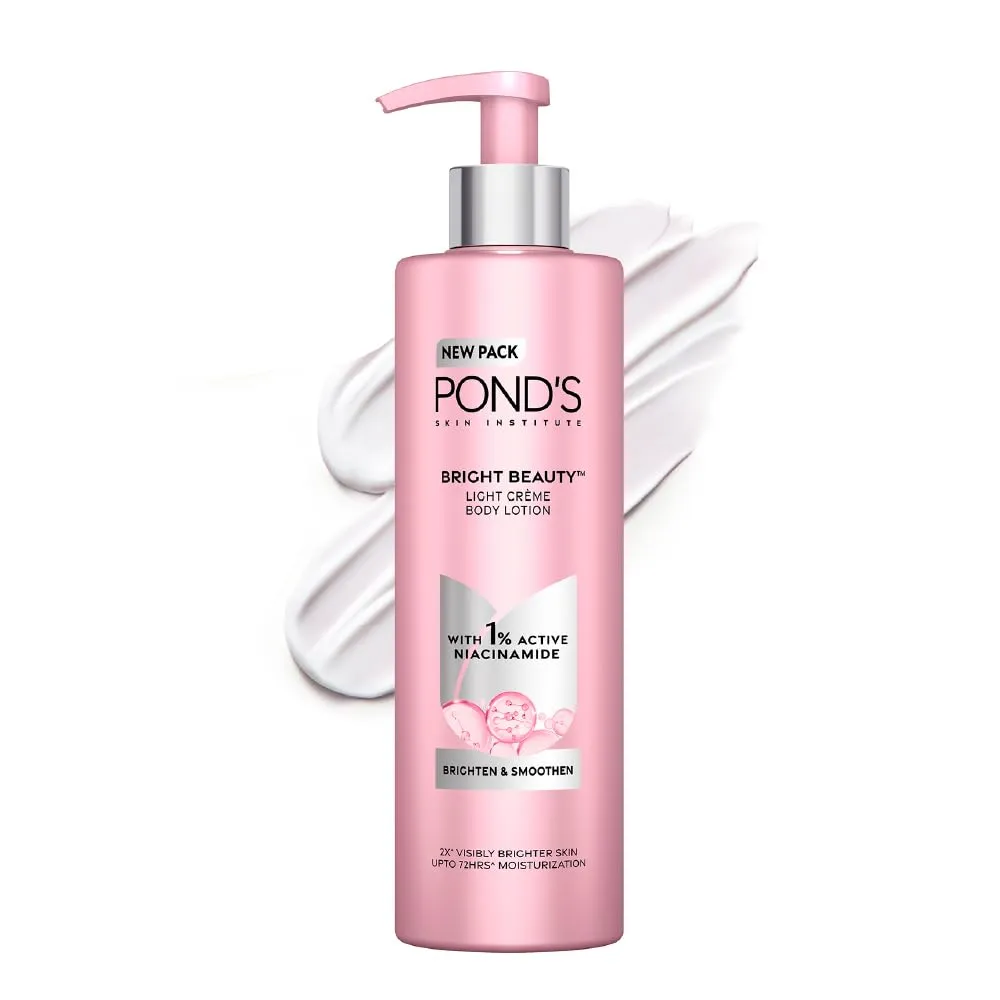 POND'S Bright Beauty Light Creme moisturizing Body Lotion With 1% Niacinamide For Smooth & Bright Skin, for All skin Types,(90ml) 