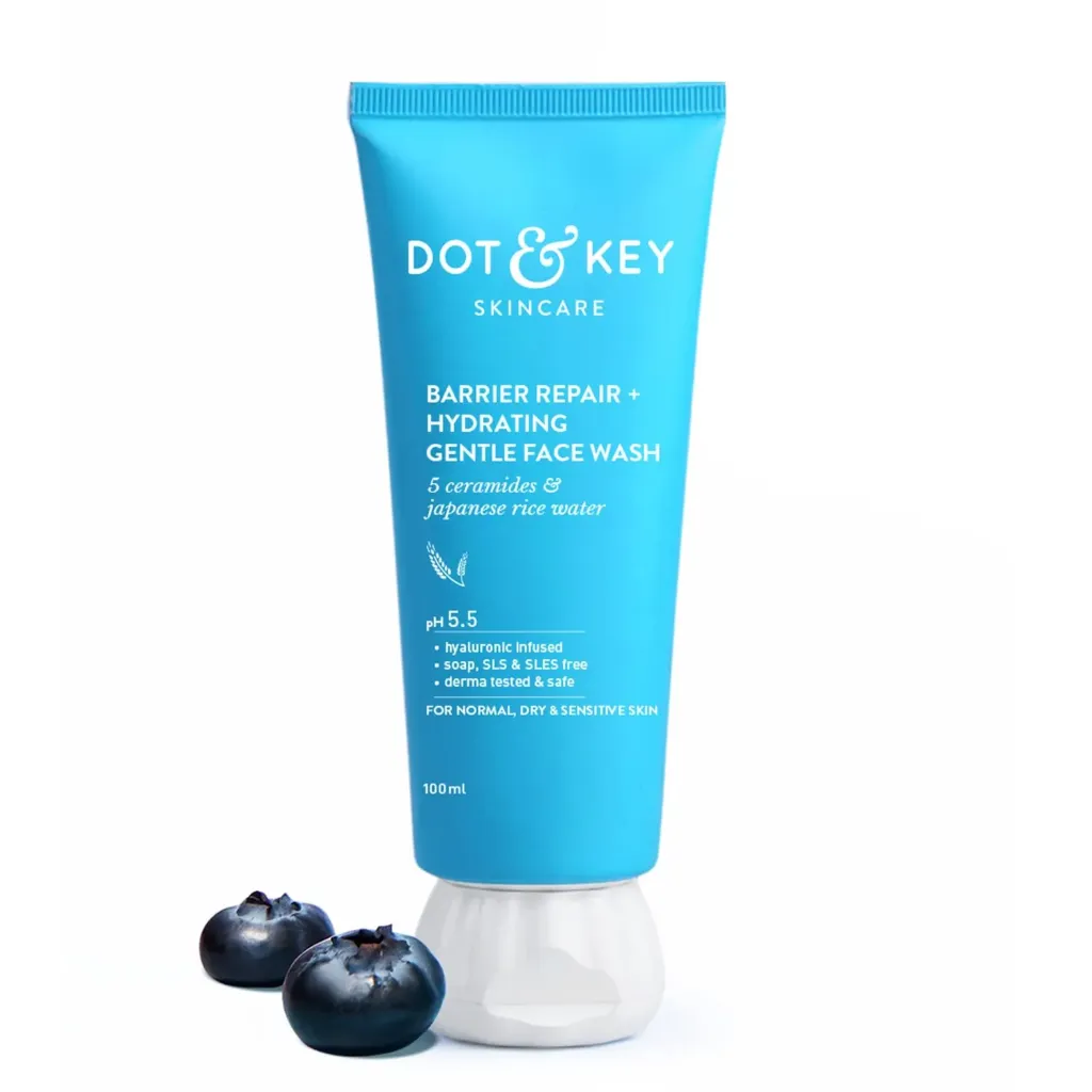DOT & KEY Barrier Repair + Hydrating Gentle Face Wash With Probiotic | Ceremide Face Wash | For Dry Skin,Normal Skin & Sensitive Skin | Gently Cleanses Skin From Dirt & Oil For Unisex,100Ml