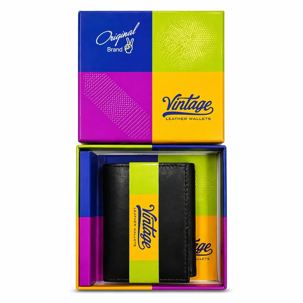 Vintage Black Leather Men's Wallet || Three fold