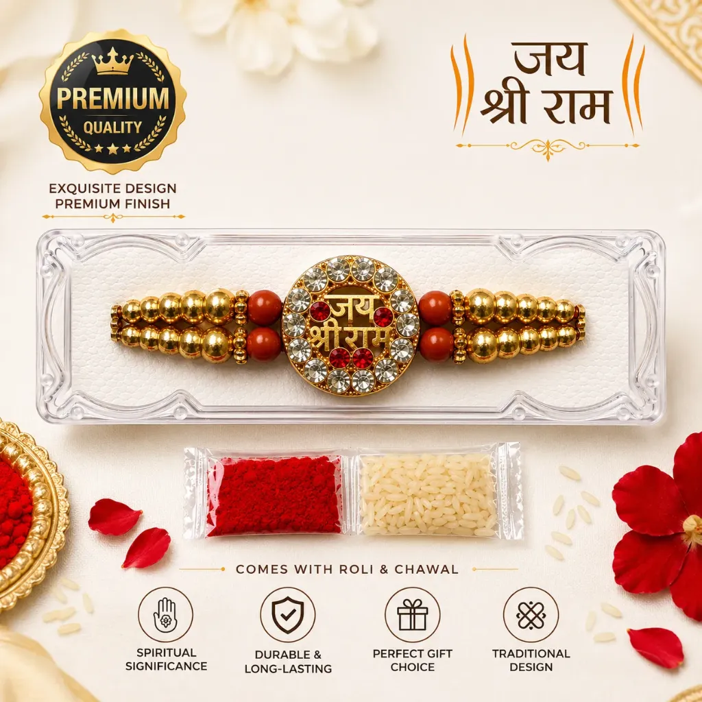 2 pcs of Premium Traditional Rakhi for Brother with Roli Chawal – 100% Genuine Quality Elegant Raksha Bandhan Gift for Bhaiya