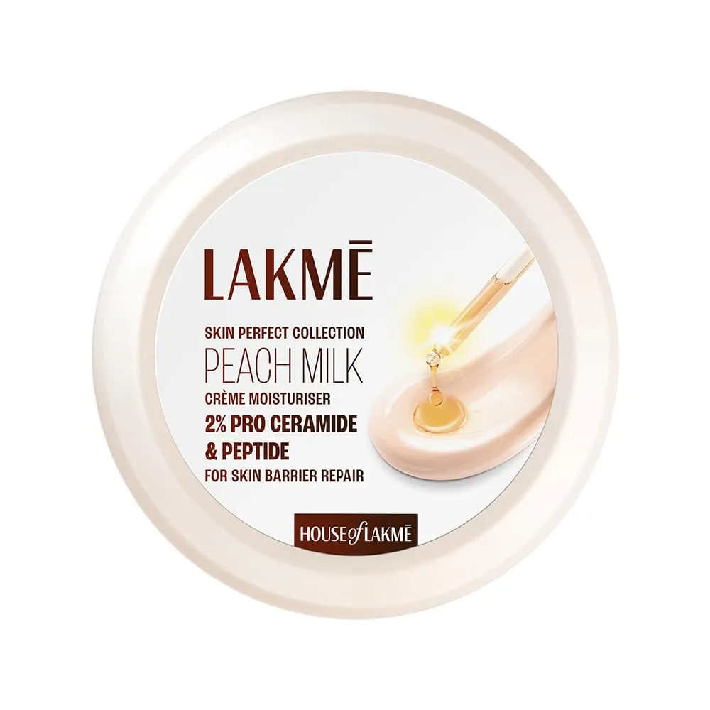 Lakmé Peach Milk Creme Moisturizer with 2% Pro-Ceramide & Peptides | Repairs Damaged Skin Barrier & Gives Intense Hydration | For Dry, Normal & Sensitive 25g