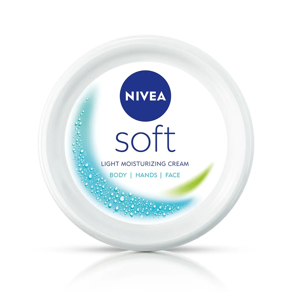 NIVEA Soft Light Moisturizer For Face, Hand & Body, Instant Hydration, Non-Greasy Cream With Vitamin E & Jojoba Oil, 25ml