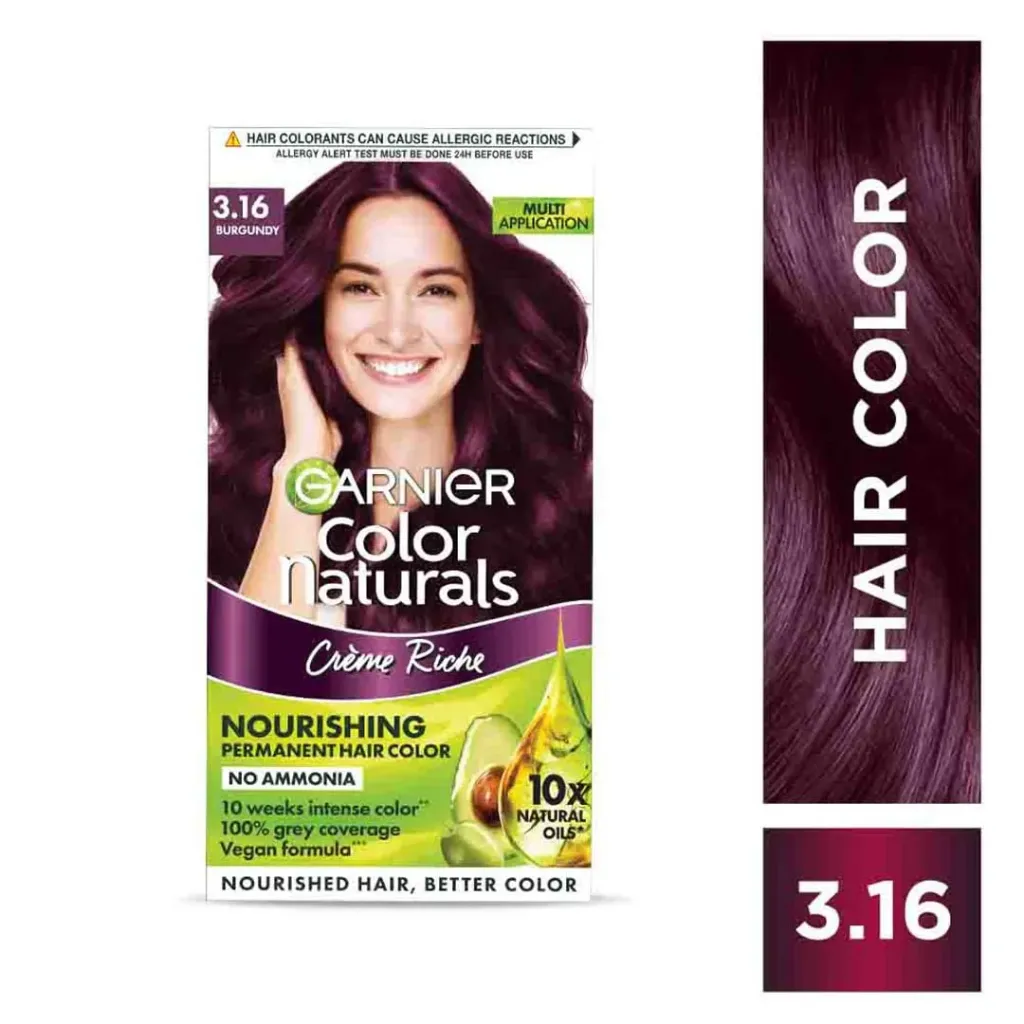 Garnier, Hair Colouring Creme, Long-lasting Colour, Smoothness & Shine, Color Naturals, Shade: 3.16 Burgundy