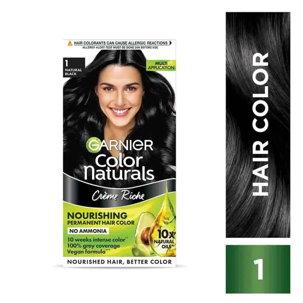 Garnier, Hair Colouring Creme, Long-lasting Colour, Smoothness & Shine, Color Naturals, Shade: 1 Natural Black
